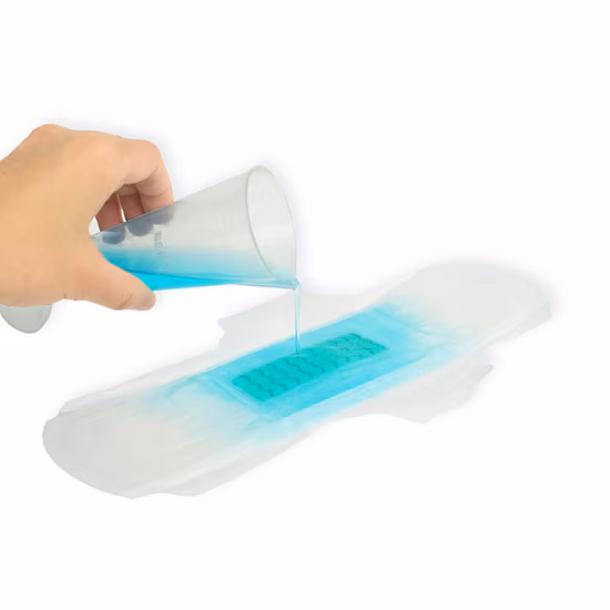 Es toalla sanitaria de hoja superior para uso en la menstruación femenina