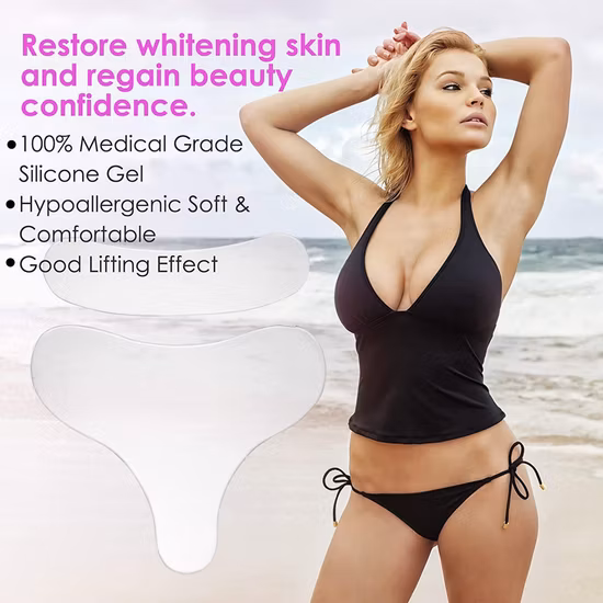Almohadilla de silicona para levantamiento de senos y pecho, almohadilla antiarrugas, sujetador antiarrugas, escote, almohadillas de pasta para escote y cuello antienvejecimiento